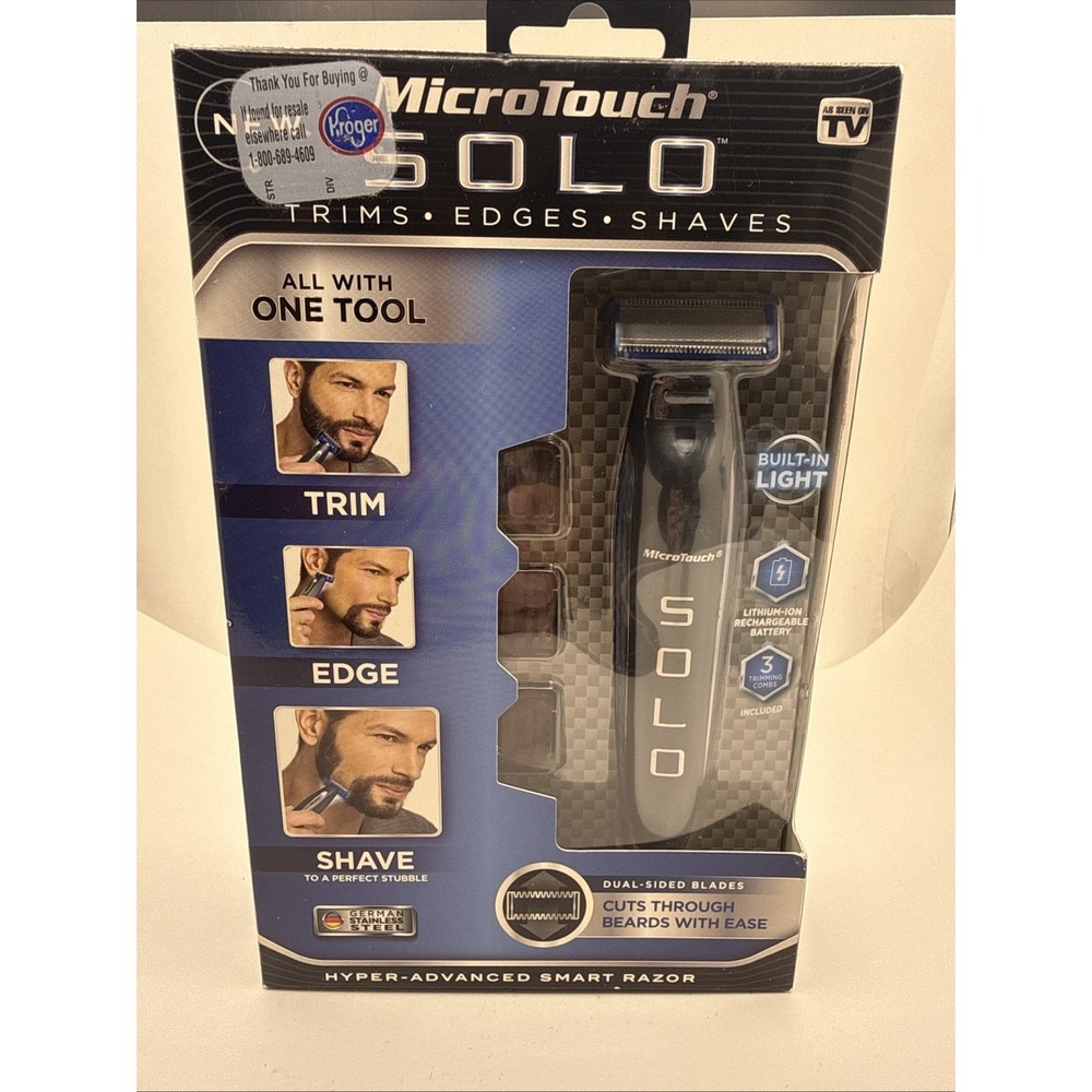 MicroTouch Solo Grooming Beard & Body Trimmer for Men Black New Sealed